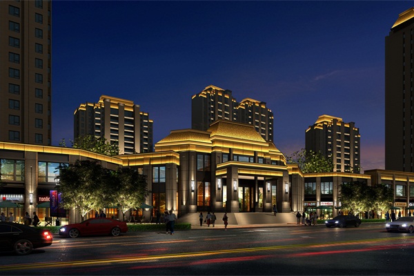 濮陽市華昌售樓部樓體亮化工程施工后效果